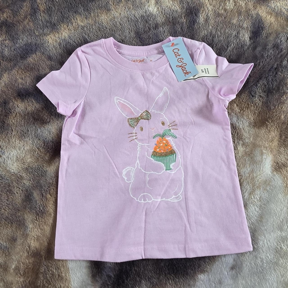 Cat & Jack Light Pink Bunny Cupcake Graphic Tee